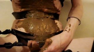 smearing scat over myself and touching my cock
