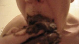 Smearing shit all over my face in my home made scat video