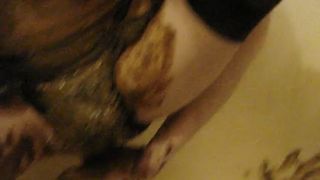 Anal finger stimulation while doing a bit of panty pooping