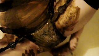 Anal finger stimulation while doing a bit of panty pooping