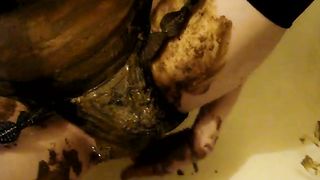 Anal finger stimulation while doing a bit of panty pooping