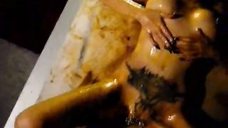 Nasty amateur scat wet and dirty covered in shit