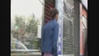 Crazy girl public pissing with people around