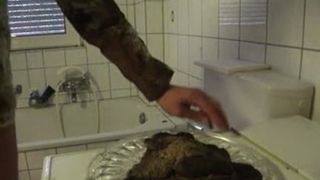 Eating a big pile of shit amateur scat eating