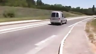 Three girls pissing on a car