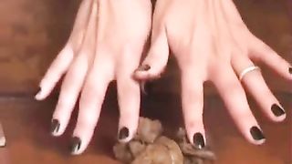 Super hot latina chick taking a shit on the stairs