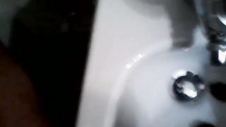 Amateur pooping in the bathroom