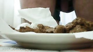 lots of shit on a plate pooping amateur shitting
