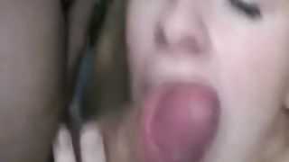 Pissing woman sucking off dick