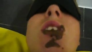 Taking a dump on her chest