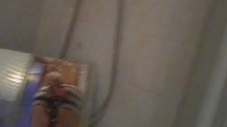 Wanking guy has poop on his belly