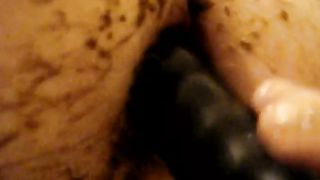Dirty anal games dildo in the ass with poop