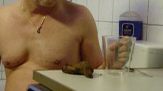 Eating his own shit from the table