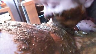 Awesome scat video covered in shit porn sucking cock
