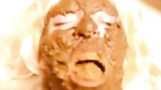 Hardcore scat all in her face smeared with poop hot amateur poo