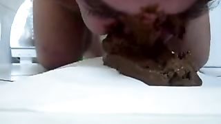 Eating his own shit amateur scat