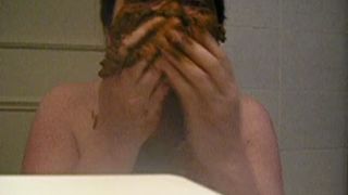 Real shit eater fresh scat from the butt to his mouth