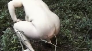 girls shitting in public this one does it in the forrest bbw po