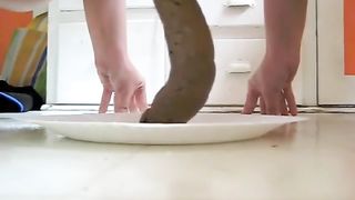 Long turd on a plate