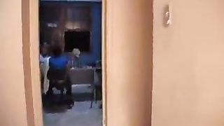 Brunette model pooping