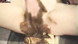 Masturbating hard with fresh shit