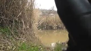 Sexy brunette shitting