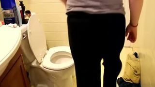 Chubby girl pooping