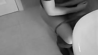 Brunette girl pooping