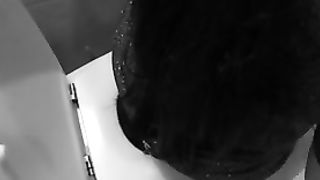Brunette girl pooping
