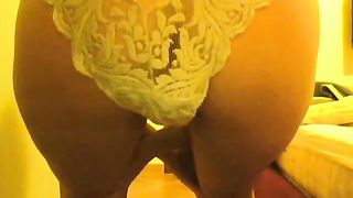 Shit in her white panties