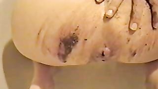 Brown poop on her ass