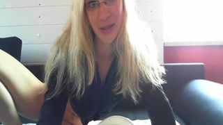 Blonde slut shitting