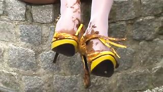 Shit on her heels