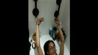 tied up latina girl eats poop in the tub