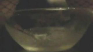 Peeing in a glass bowl