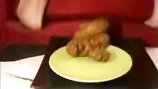 Huge amount of shit on a green plate