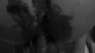 Shitting in white lace panties