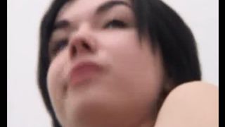 Horny brunette babe shitting