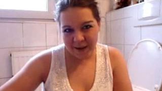 Shitting in her white panties for us