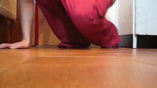 Doggy style position pooping