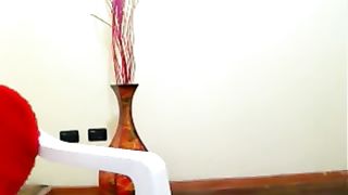 Sweet girl rubbing poop on her face on webcam