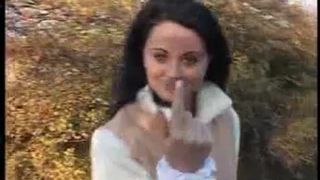 Hot brunette pooping for the camera man