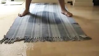 College girl peeing in an unique position