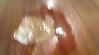 Petite girl masturbating near a turd