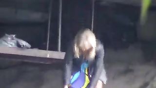 Sexy MILF peeing in public