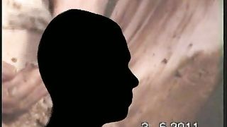 Rubbing poop on her shaved pussy