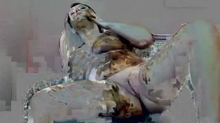 Chubby MILF covered in shit