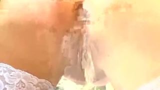 Sexy girl in lingerie pooping