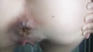Sexy teen shitting in close up