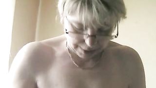 Granny shitting in her white panties